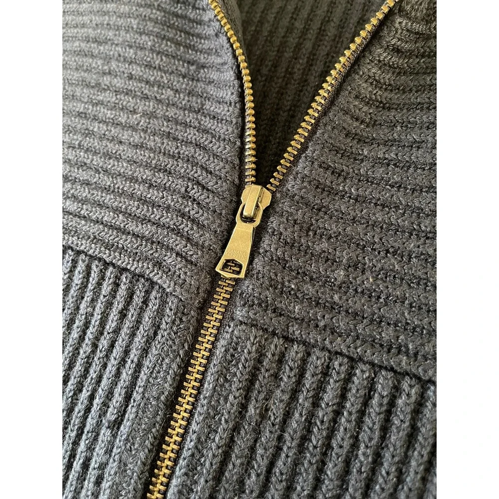 Banana Republic Mens M Wool Blend Ribbed Full Zip Sweater Jacket Navy Blue